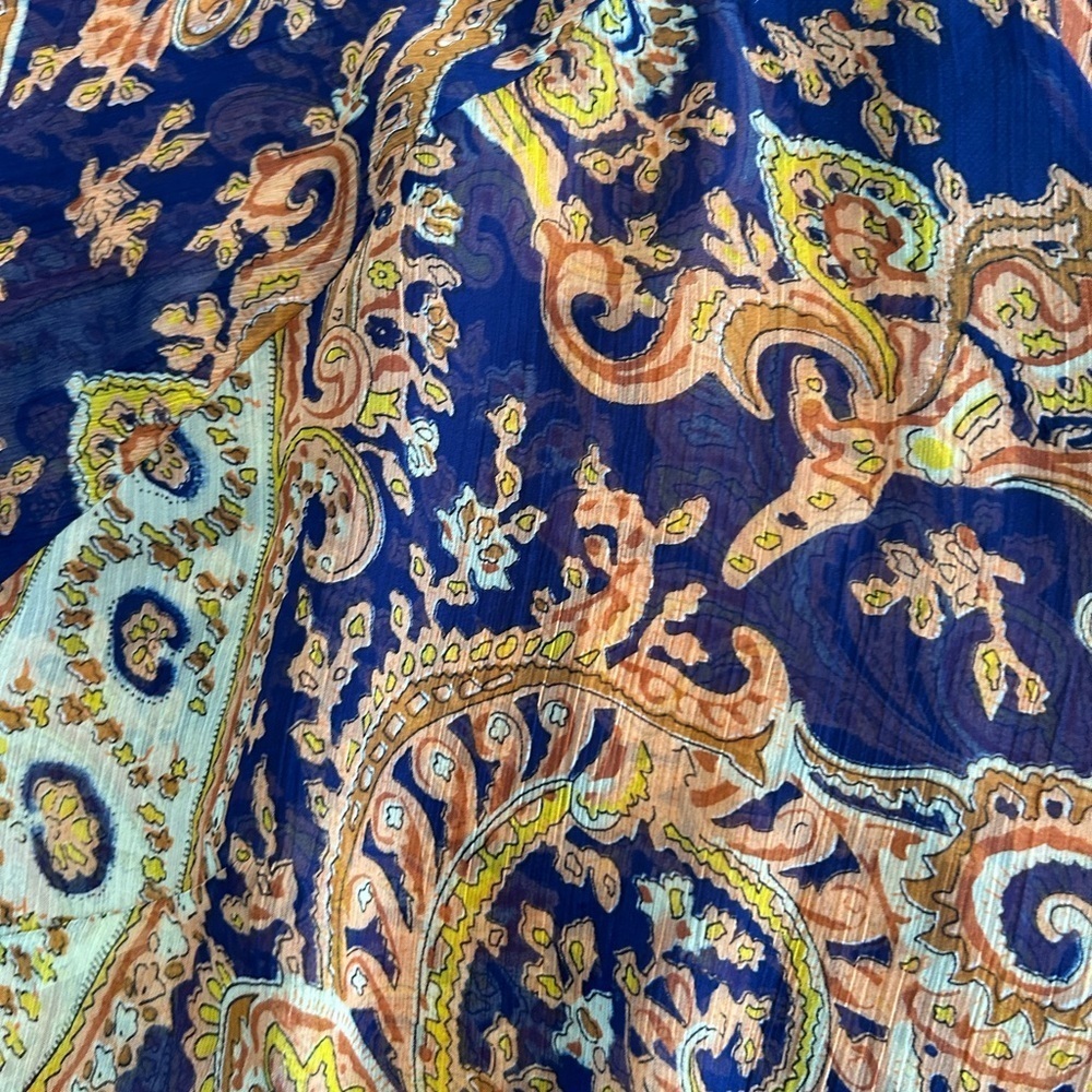 Soft Surroundings Sheer Navy and Gold Paisley Tunic Blouse Size 1X - Picture 4 of 6
